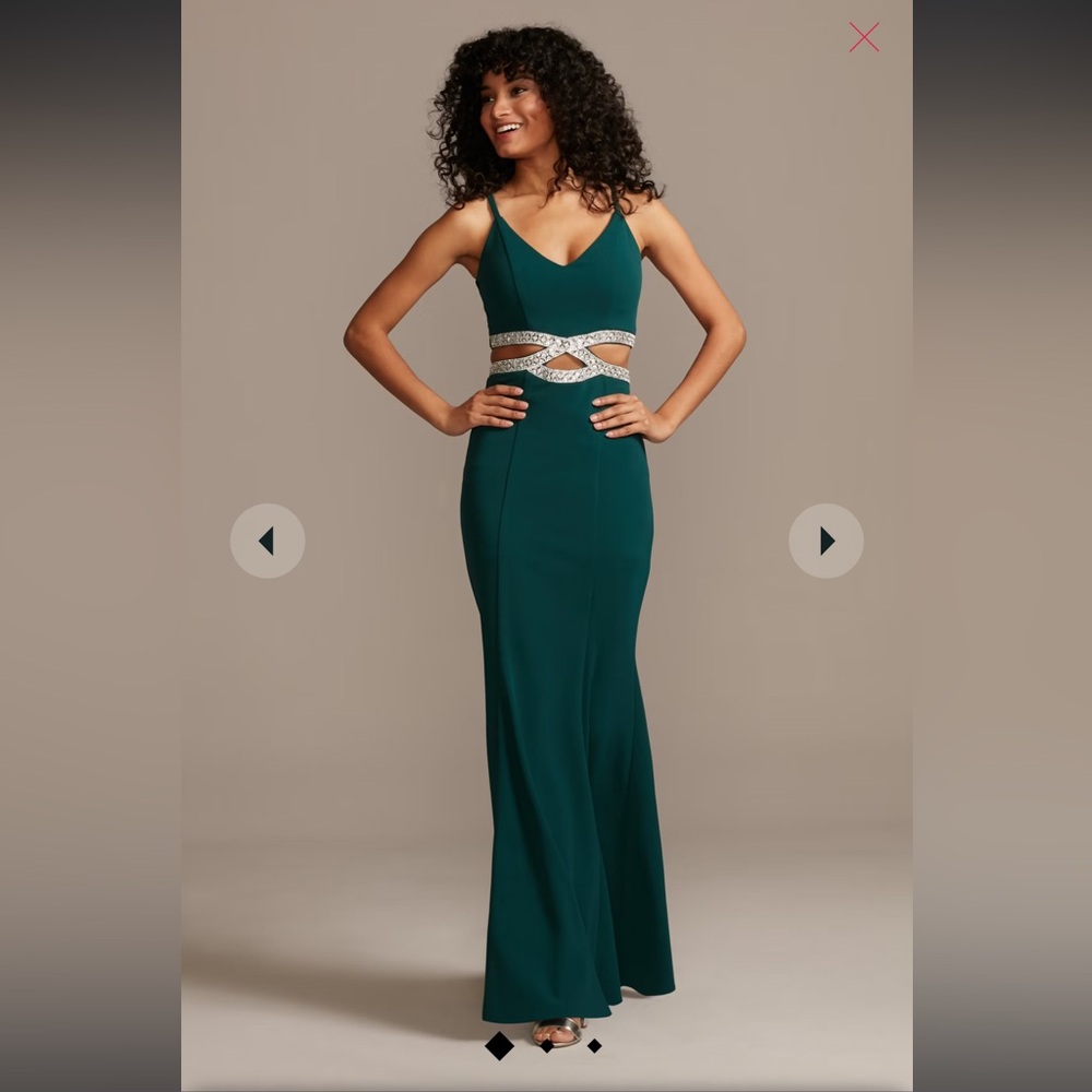 New Speechless Hunter Green Emerald Rhinestone Floor Length Gown Prom Size 5